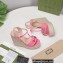 Gucci Platform 4cm Heel 13cm Wedge Sandals Leather Pink with Horsebit