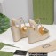 Gucci Platform 4cm Heel 13cm Wedge Sandals Leather Gold with Horsebit