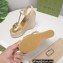 Gucci Platform 4cm Heel 13cm Wedge Sandals Leather Gold with Horsebit