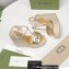 Gucci Platform 4cm Heel 13cm Wedge Sandals Leather Gold with Horsebit