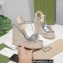 Gucci Platform 4cm Heel 13cm Wedge Sandals Leather Silver with Horsebit