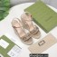 Gucci Platform 4cm Heel 13cm Wedge Sandals GG Beige with Horsebit