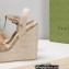 Gucci Platform 4cm Heel 13cm Wedge Sandals GG Beige with Horsebit