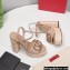 Valentino VLogo Signature Raffia Platform 4cm Heel 13cm Sandals Nude