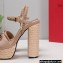 Valentino VLogo Signature Raffia Platform 4cm Heel 13cm Sandals Nude
