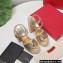 Valentino VLogo Signature Raffia Platform 4cm Heel 13cm Sandals Gold