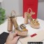 Valentino VLogo Signature Raffia Platform 4cm Heel 13cm Sandals Gold