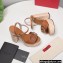 Valentino VLogo Signature Raffia Platform 4cm Heel 13cm Sandals Brown