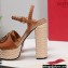 Valentino VLogo Signature Raffia Platform 4cm Heel 13cm Sandals Brown