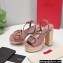 Valentino VLogo Signature Raffia Platform 4cm Heel 13cm Sandals Dusty Pink