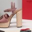 Valentino VLogo Signature Raffia Platform 4cm Heel 13cm Sandals Dusty Pink