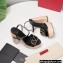 Valentino VLogo Signature Raffia Platform 4cm Heel 13cm Sandals Black
