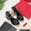 Valentino VLogo Signature Raffia Platform 4cm Heel 13cm Sandals Black