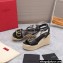 Valentino VLogo Signature Raffia Platform 4cm Heel 11cm Wedge Sandals Black