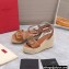 Valentino VLogo Signature Raffia Platform 4cm Heel 11cm Wedge Sandals Brown