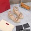 Valentino VLogo Signature Raffia Platform 4cm Heel 11cm Wedge Sandals Nude