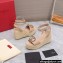 Valentino VLogo Signature Raffia Platform 4cm Heel 11cm Wedge Sandals Nude