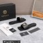 Versace La Medusa Leather Slides Black/Gold