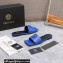 Versace La Medusa Leather Slides Blue