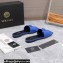 Versace La Medusa Leather Slides Blue