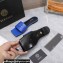 Versace La Medusa Leather Slides Blue