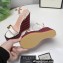 Gucci Leather Striped Platform 4cm Heel 13cm Wedge Sandals White with Double G