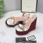 Gucci Leather Striped Platform 4cm Heel 13cm Wedge Sandals White with Double G