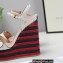 Gucci Leather Striped Platform 4cm Heel 13cm Wedge Sandals White with Double G