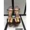 Gucci Multicolor Heel Platform Sandals Leather Metallic Bronze