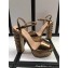 Gucci Multicolor Heel Platform Sandals Leather Metallic Bronze