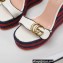 Gucci Leather Striped Platform 4cm Heel 13cm Wedge Sandals White with Double G