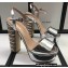 Gucci Multicolor Heel Platform Sandals Leather Metallic Silver