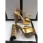 Gucci Multicolor Heel Platform Sandals Leather Metallic Gold