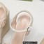 Gucci Platform 4cm Heel 13cm Wedge Sandals Leather White with Horsebit
