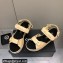 Chanel Logo Platform Sandals Beige 2022