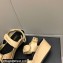Chanel Logo Platform Sandals Beige 2022