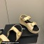 Chanel Logo Platform Sandals Beige 2022