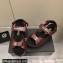 Chanel Logo Platform Sandals Burgundy 2022