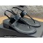 Chanel Chain Patent Calfskin Heel Thong Sandals G38200 Black 2022