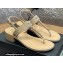 Chanel Chain Patent Calfskin Heel Thong Sandals G38200 Beige 2022