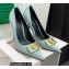 Versace Heel 10.5cm Crystal Medusa Pumps Satin Cyan 2022