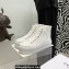 Celine Jane High Lace-up Sneakers In Canvas And Calfskin White 2022