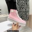 Celine Jane High Lace-up Sneakers In Canvas And Calfskin Pink 2022