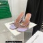 Amina Muaddi Heel 9.5cm Crystals Gilda Slippers Patent Lavender 2022