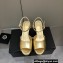 Chanel Heel Platform Sandals G38958 Leather Gold 2022