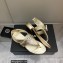 Chanel Pearl CC Logo Thong Sandals Gold 2022