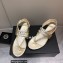 Chanel Pearl CC Logo Thong Sandals Gold 2022
