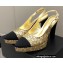 Chanel Heel Platform Slingbacks Glitter Gold 2022