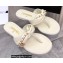 Chanel Chain Lambskin and Metal Thong Sandals G38210 White 2022