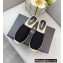 Prada Linen Logo Embroidered Espadrilles Slippers Black 2022
